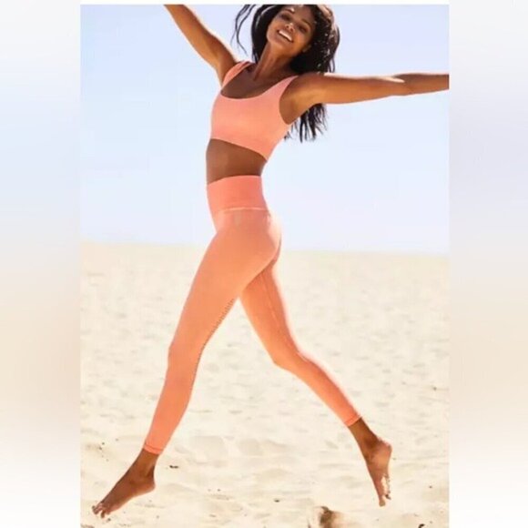 Free People Movement High-Rise 7/8 Good Karma Leggings Coral XS/S yoga gym - Picture 1 of 12